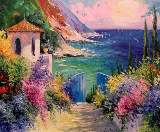 Художник Ольга Дарчук. Черно-белая любовь под красным зонтом 