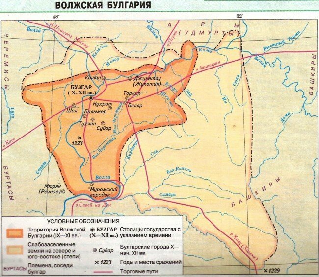 карта Волжской Булгарии