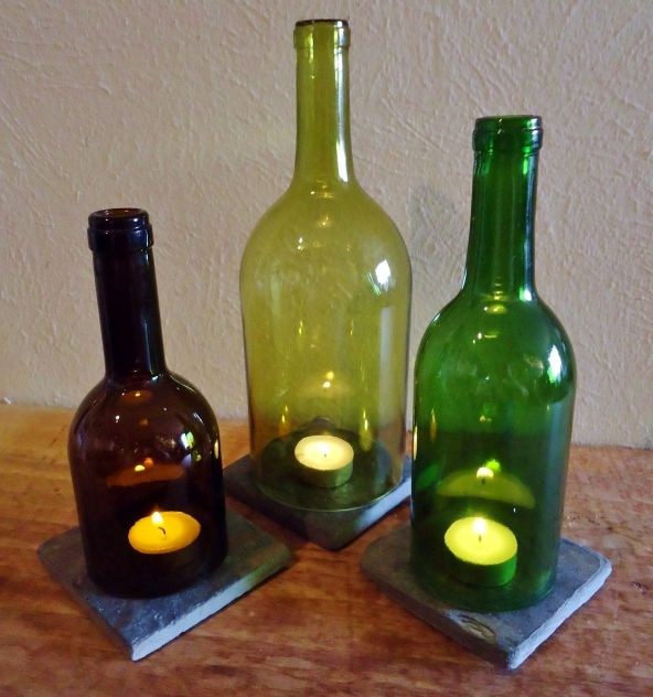 Оригинальные поделки из стеклянных бутылок домашний очаг,интерьер,переделки,своими руками,стеклянные бутылки