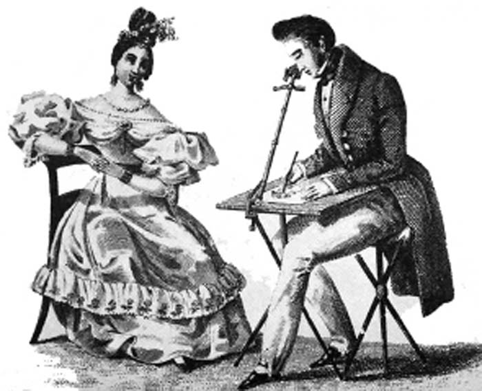 Рисование портрета при помощи камеры-люциды, 1807 г. Рисование портрета при помощи камеры-люциды, 1807 г.
