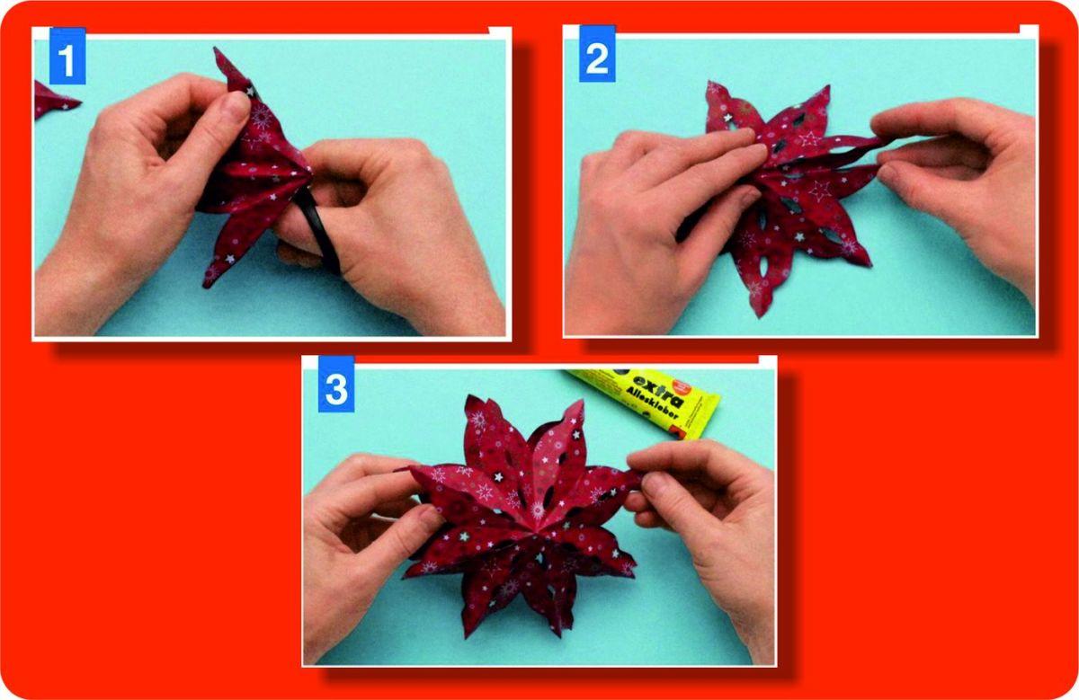 Объемные снежинки, звездочки, цветы из бумаги для новогоднего интерьера вырезать, Затем, снежинки, помощью, звезды, посередине, приклеить, наложить, звезду, контурам, чтобы, склеить, сложить, стороны, цветка, отвернуть, картона, перевести, тесьмы, точно