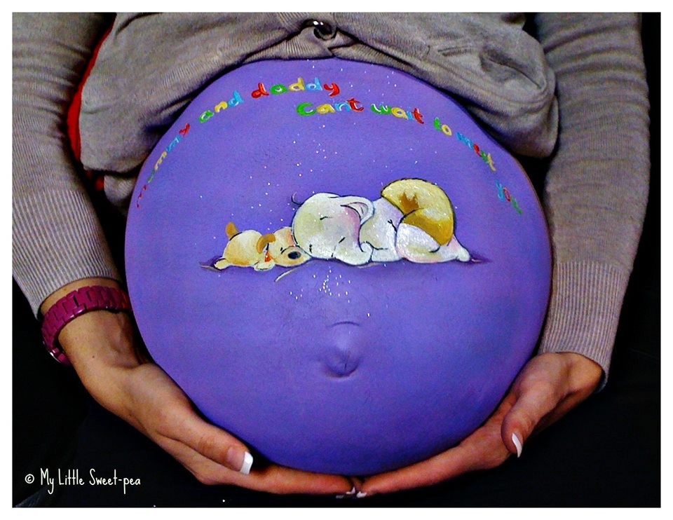 Беременный боди-арт:
красочные рисунки 
на животах