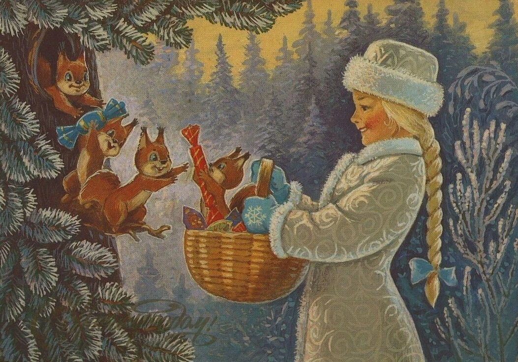 Душевные новогодние открытки советского художника Владимира Зарубина 