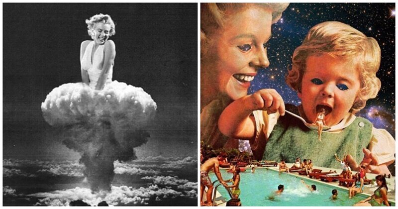 15 винтажных коллажей, пропитанных психоделикой Коллажи, винтаж, дизайнер, интересно, психодел, фото