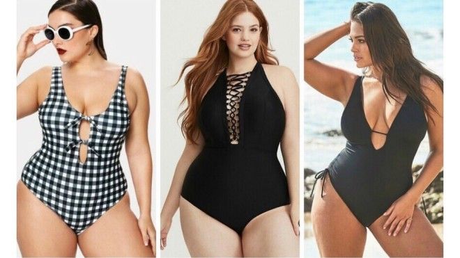 Очень стильные модели plussize купальников для прекрасных дам