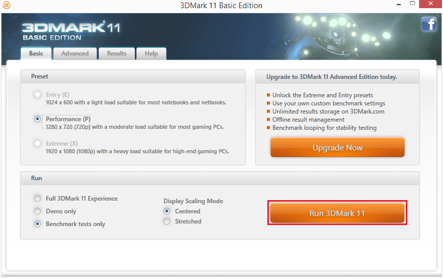 3DMark 11 basic edition.