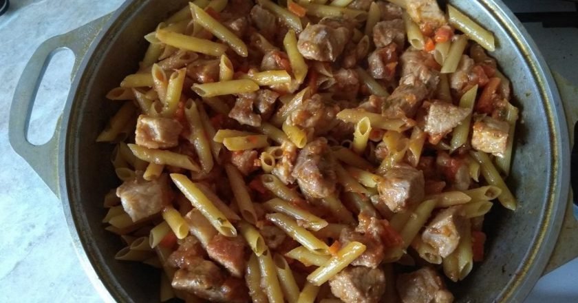 Татарские макароны с мясом