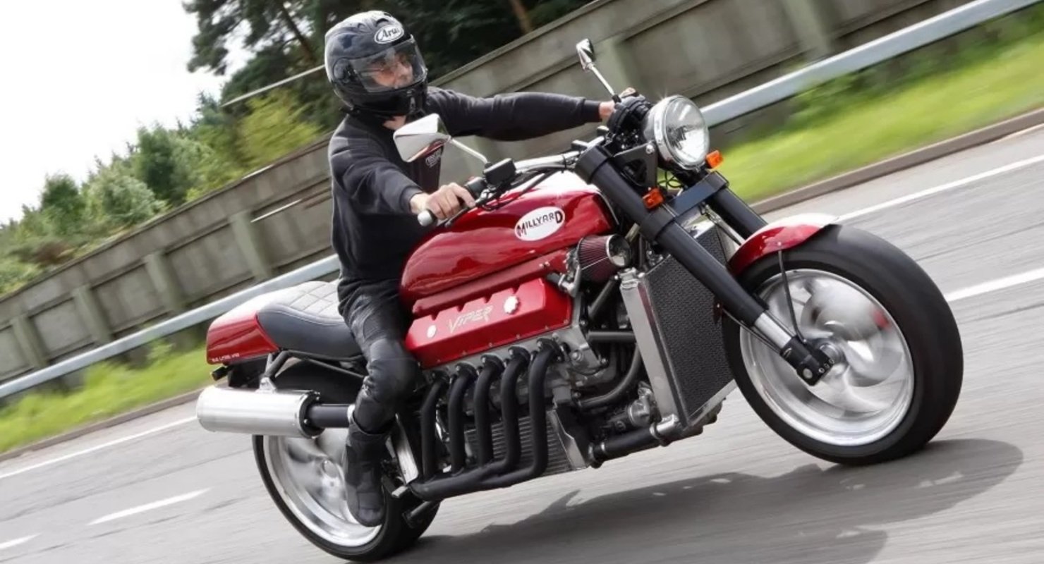 Как выглядит самодельный мотоцикл с V10 от Dodge Viper Мото