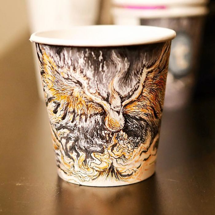 While Working As An Animator I Still Find The Time To Draw On Coffee Cups
