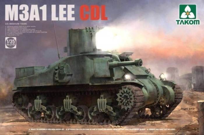 Американский танк M3A1 Lee с прожекторной установкой. | Фото: scalemates.com.