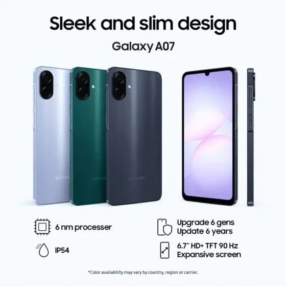 Раскрыты цвета и характеристики бюджетного Samsung Galaxy A07
