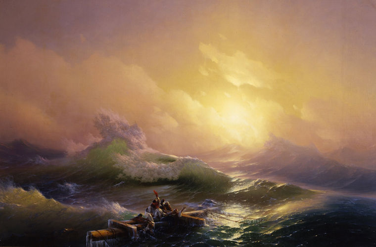 шторм в море, картина