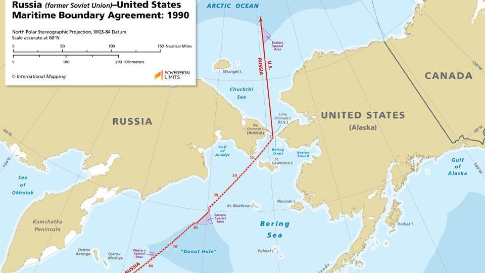 Карта россии и сша граница