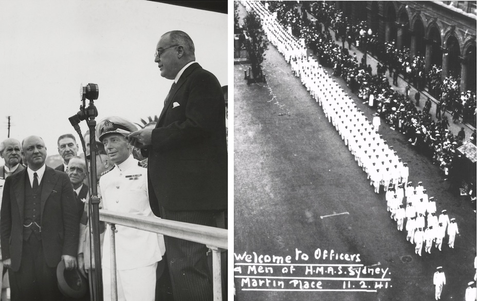 ​Церемонии 11 февраля 1941 года. Вручение кораблю памятной таблички лорд-мэром Сиднея и торжественный марш команды по городу navy.gov.au - Крейсер Sydney: триумф и трагедия | Warspot.ru