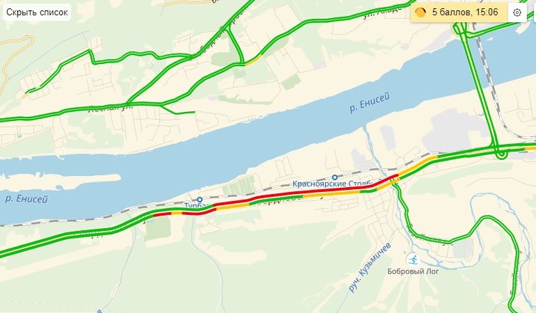 Пробки онлайн красноярск карта