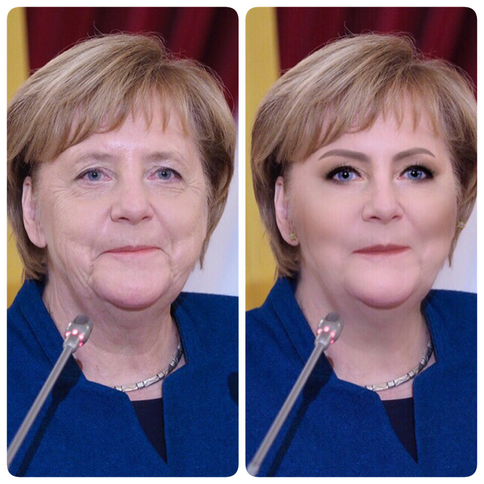 Как бы могла выглядеть Ангела Меркель после нанесения макияжа и посещения косметолога Ангела, Меркель, считаю, Канцлер, элегантную, красота, манипуляцийВедь, лишних, элегантна, послеНо, сравним, самиДавайте, решить, можете, «даму, наоборот, бухгалтерии», изнутриКстати, похож, образ