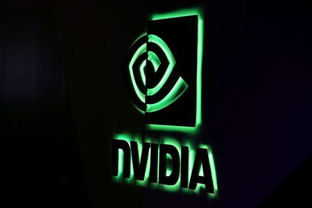 A NVIDIA logo is shown at SIGGRAPH 2017 in Los Angeles, California, U.S. July 31, 2017. REUTERS/Mike Blake