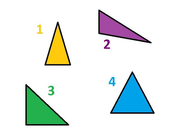 По данным рисунка выберите треугольники которые могут существовать