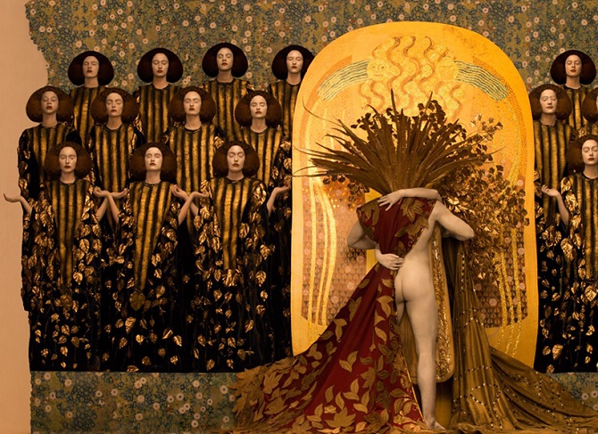 Инсценировка картин Gustav Klimt с живыми моделями