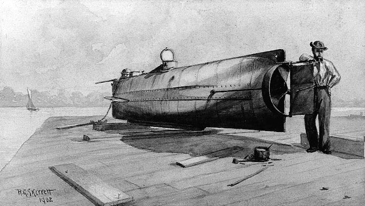 История первой в мире боевой подводной лодки любопытное
