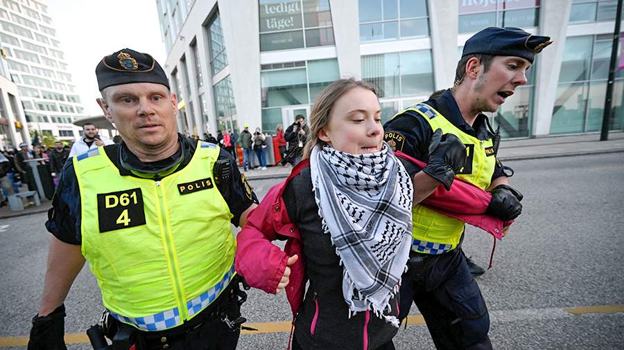 В Швеции полиция силой увела Тунберг с демонстрации в поддержку Палестины
