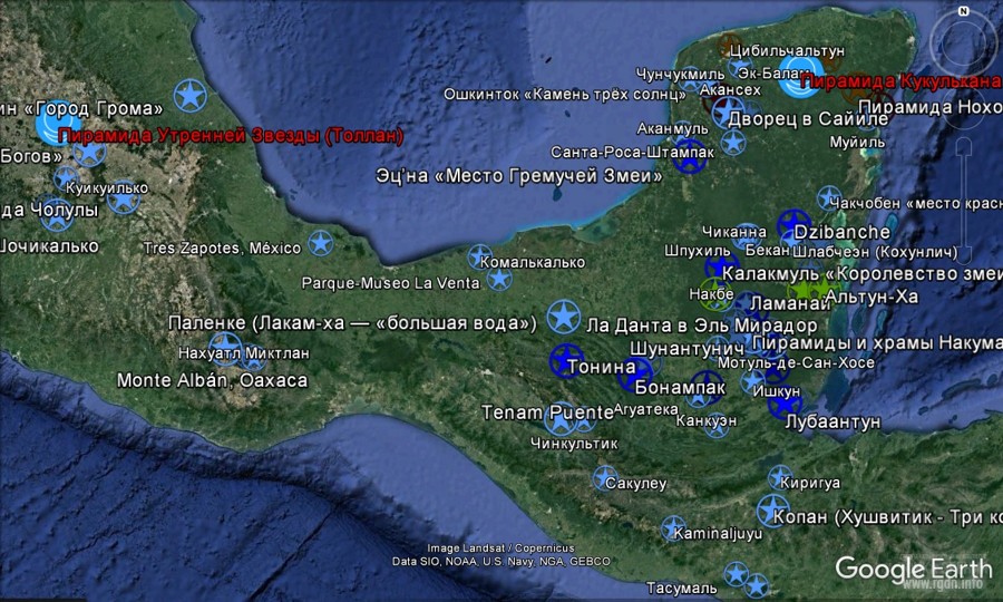 Карта пирамид майя в мексике