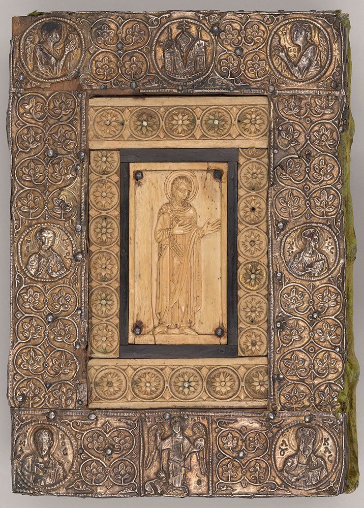 Серебряная-позолоченная обложка со слоновой костью, Сакраментарий из Фронтале, 1050 драгоценности, книги, обложки, рукописи, средневековье