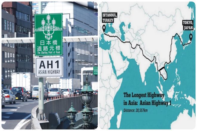 Самая длинная непрерывная автомагистраль: Азиатское шоссе 1 (20557 км)