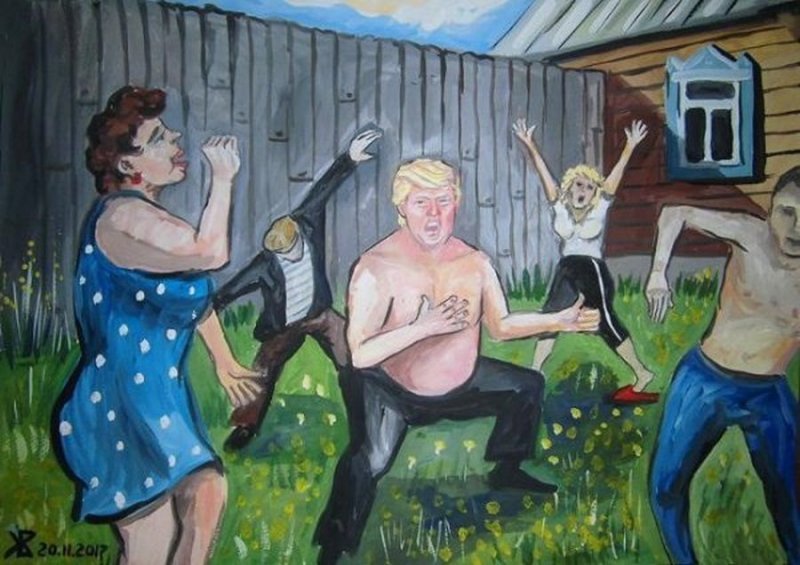 Как выглядел бы Трамп если бы жил в России Дональд Трамп, Трамп, карикатура, президент, прикол, рисунок, россия, юмор