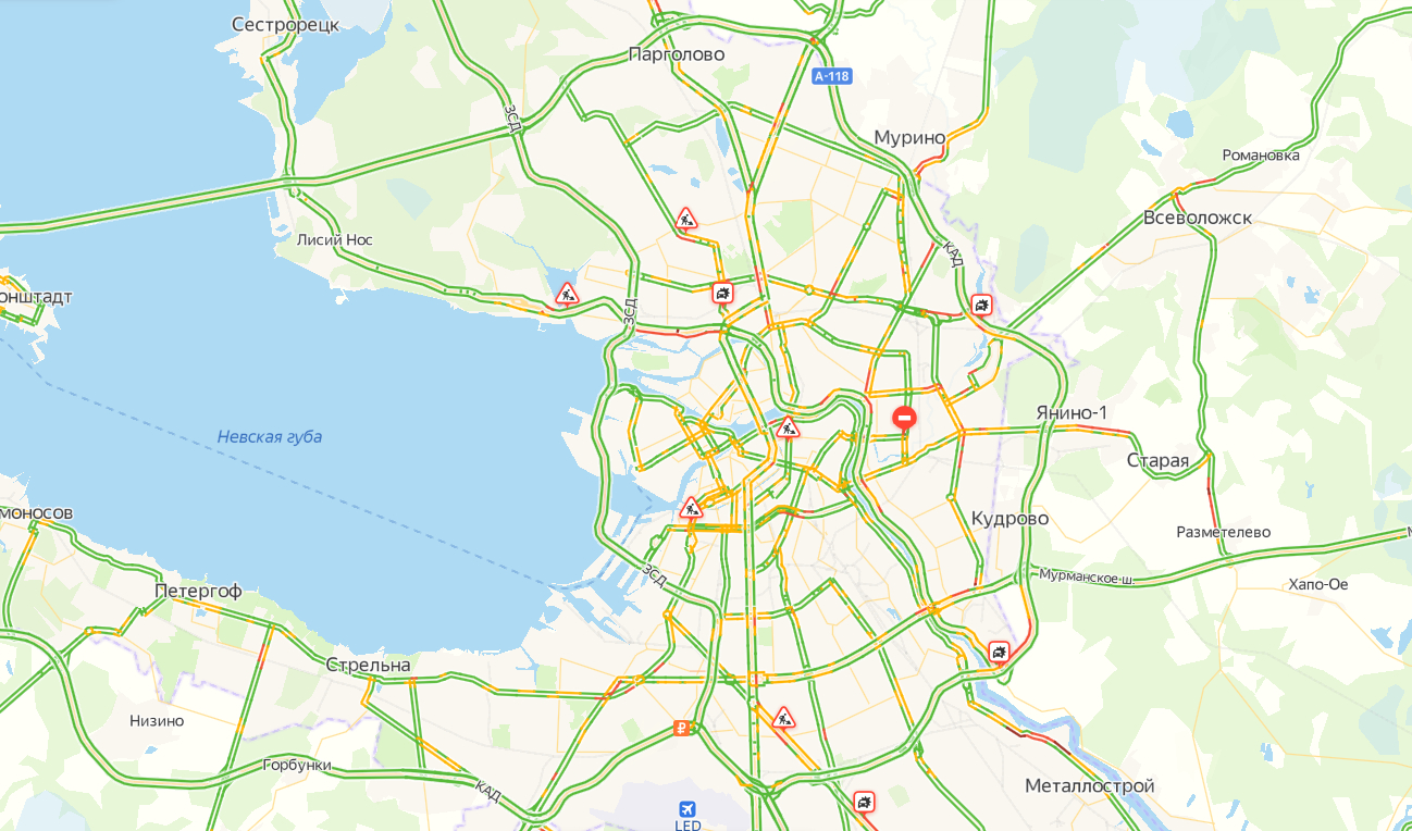 Пробки на дорогах спб в реальном времени карта онлайн бесплатно