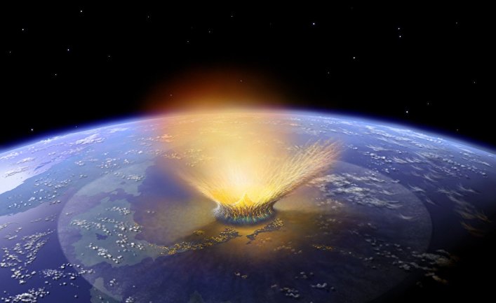 Так художник представляет астероид, падающий на Землю