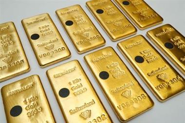 The Sicpa Oasis validator system (bullion protect) is pictured on one kilogram bar of gold at Swiss refiner Metalor in Marin near Neuchatel, Switzerland July 5, 2019. Picture taken July 5, 2019. To match Special Report GOLD-SWISS/FAKES REUTERS/Denis Balibouse 