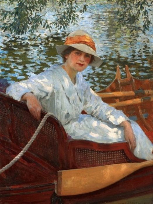 Летом в лодке. Автор: William Henry Margetson.