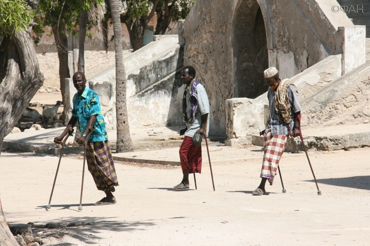 Пострадавшие участники сомалийско-эфиопской войны в государственном Центре для военных инвалидов в Могадишо.