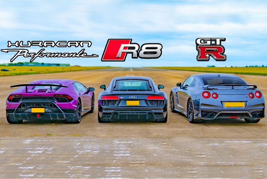 Дрэг-гонка: Audi R8 и Lamborghini Huracan против Nissan GT-R Дрэг-гонка: Audi R8 и Lamborghini Huracan против Nissan GT-R Новости