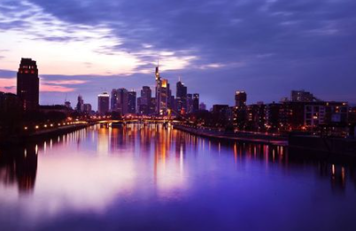 The skyline is photographed during sunset as the spread of the coronavirus disease (COVID-19) continues in Frankfurt, Germany, April 18, 2021. REUTERS/Kai Pfaffenbach