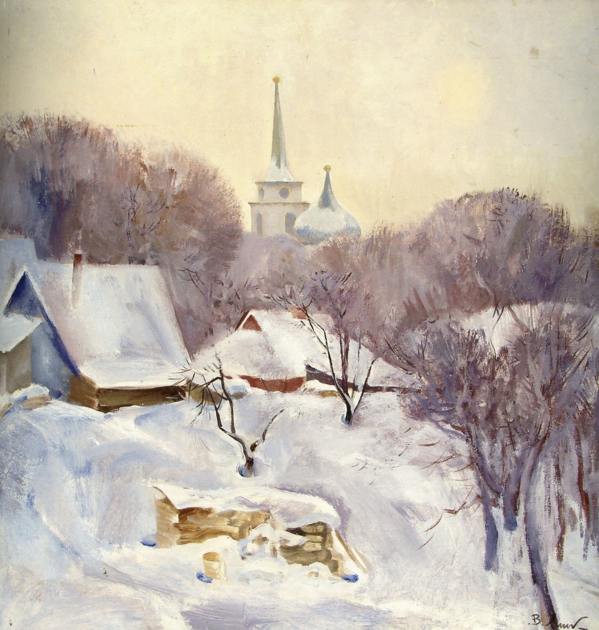 В. Лысюк. Пушкинские Горы зимой. 1972.