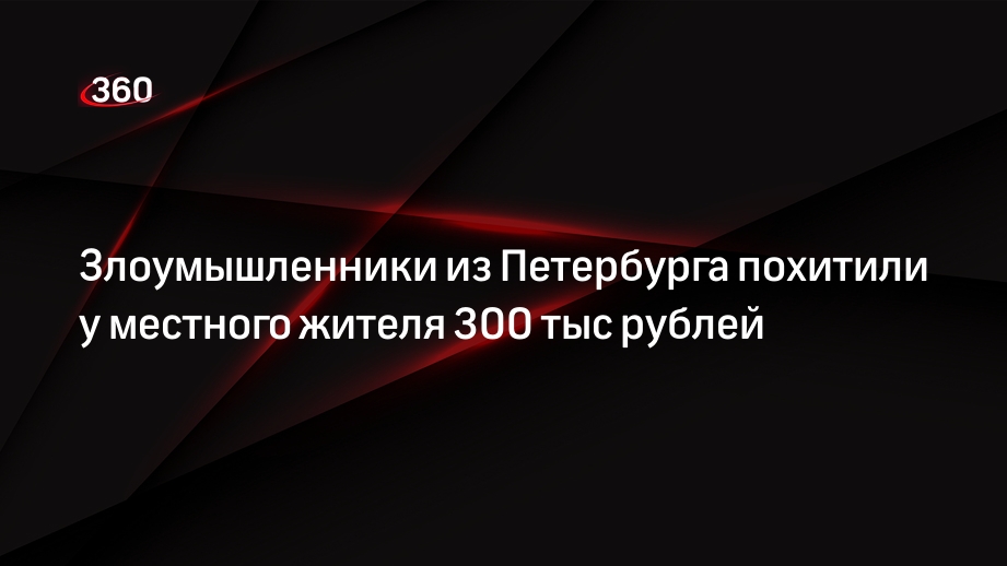Злоумышленники из Петербурга похитили у местного жителя 300 тыс рублей