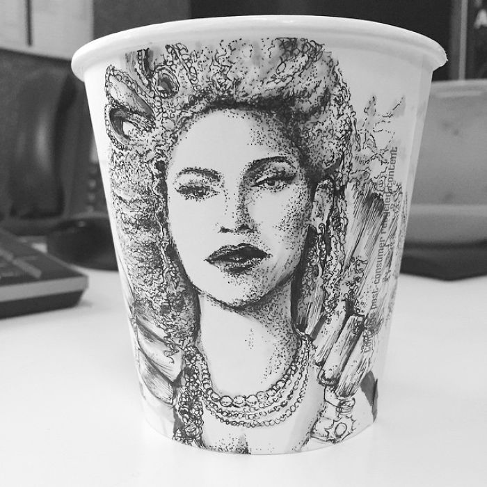 While Working As An Animator I Still Find The Time To Draw On Coffee Cups