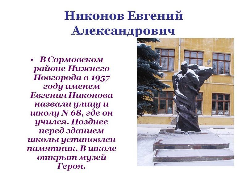 В честь кого названы улицы нижнего новгорода. Памятник е.Никонову в Нижнем Новгороде.