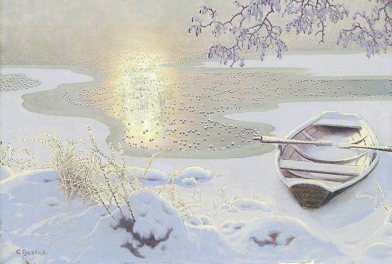 Gustaf Fjaestad. Озеро, покрытое инеем.jpg