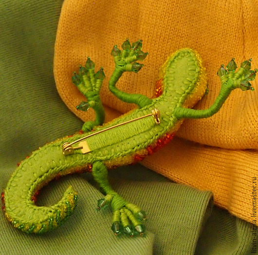 Brooches handmade. A beaded brooch 'Oktyabrina' Brooch lizard. Autumn brooch. master Alena Litvin. My Livemaster.brooch