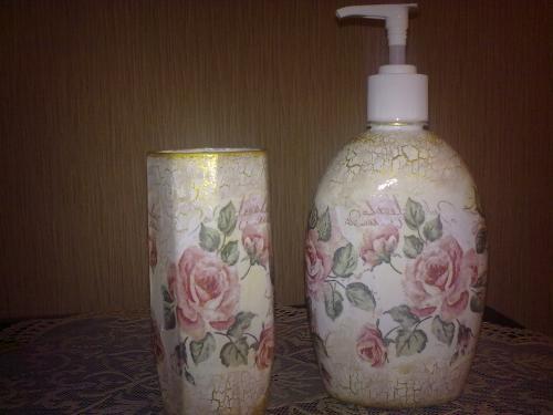 Наборчик для ванной комнаты. Декупаж. Мастер-класс