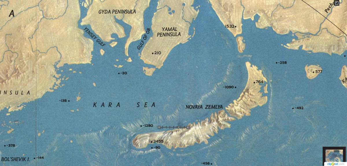 Карта  Berann, Heinrich Caesar, опубликованная в журнале  National Geographic Society. Вид с Севера, восток слева.