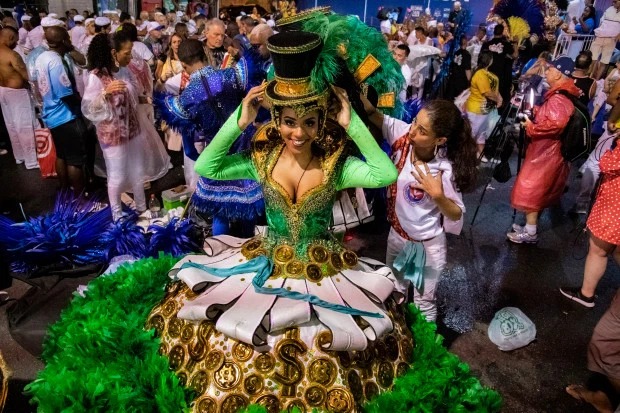 Яркие краски карнавала в Рио-де-Жанейро карнавал, зрителей, танцовщиц, процессия, вместе, которые, арене, ежегодный, Зрелищный, фестивалем, Изначально, самбашоу, специально, построенной, 500метровой, Самбадрому, направилась, Разноцветная, тиграми, попугаями