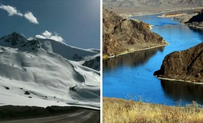 Основной поток воды поступает в озеро из реки Или, которая берет ее из ледников Тянь-Шаня.