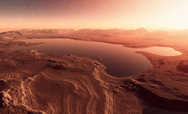 На Марсе обнаружили следы огромного океана. Сейчас воды здесь нет, но раньше в кратере была жизнь