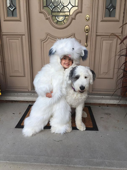 Девочка хотела быть овчаркой на Хэллоуин.