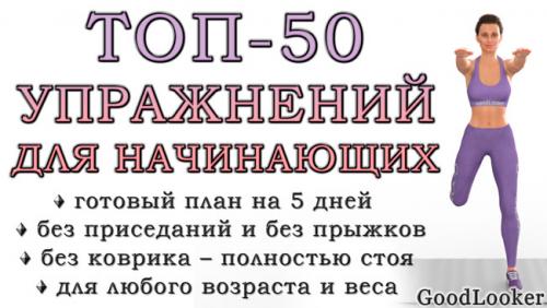 Программа тренировок для девушек дома для похудения. Топ-50 упражнений стоя для начинающих и для любого возраста: без прыжков и приседаний (+ план на 5 дней)