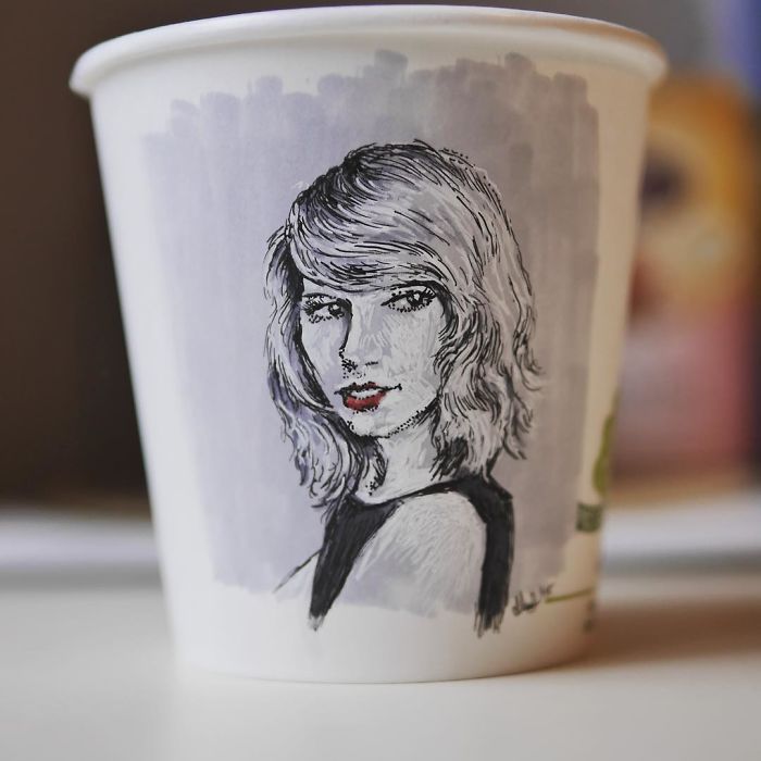 While Working As An Animator I Still Find The Time To Draw On Coffee Cups